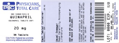 Quinapril 20 mg package label.jpg image of Quinapril 20 mg package label - Quinapril 20 mg package label